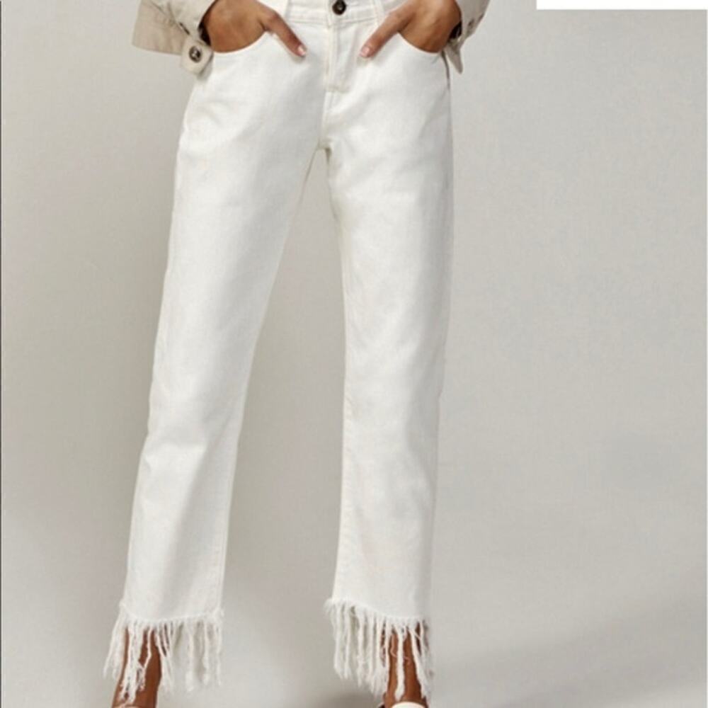 3 x 1 NYC High-Rise Straight Cropped‎ Fringe Jeans